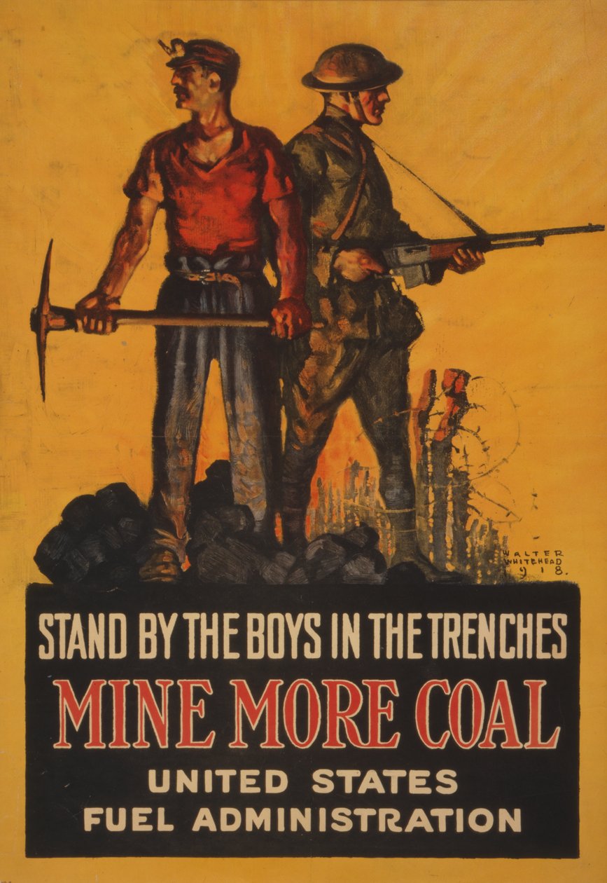 Stand pelos meninos nas trincheiras, Mine mais carvão, 1918 de Walter Whitehead