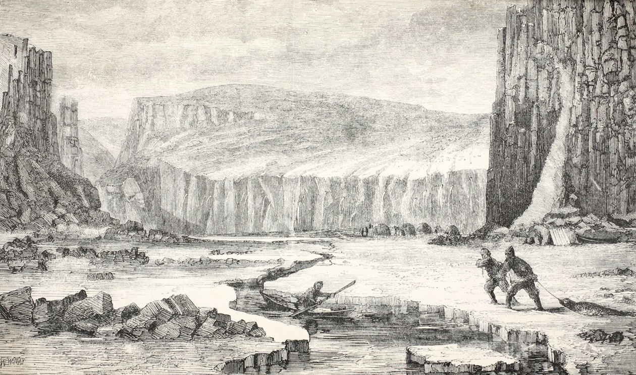 Ilustração da Expedição do Iate a Vapor &39;Fox&39;, em busca do destino da desaparecida Expedição de Sir John Franklin, 1859 de Walter William May