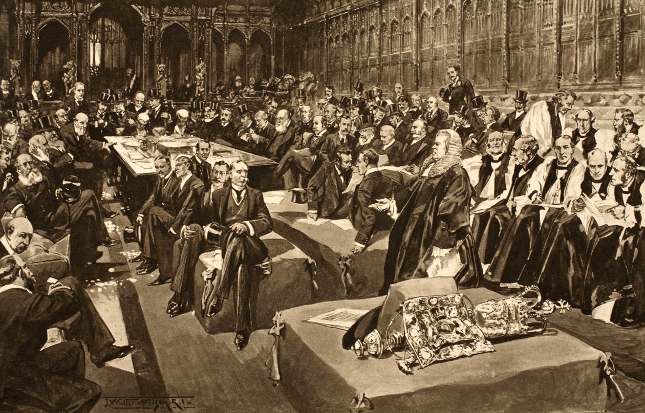 O Juramento de Coroação - O Primeiro Parlamento do Rei Edward VII, de &39;The Illustrated London News&39;, 1902 de Thomas Walter Wilson