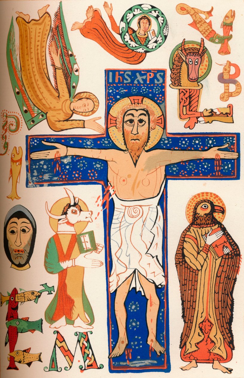 Crucificação com letras decoradas, c790 dC, 1849. de Walter