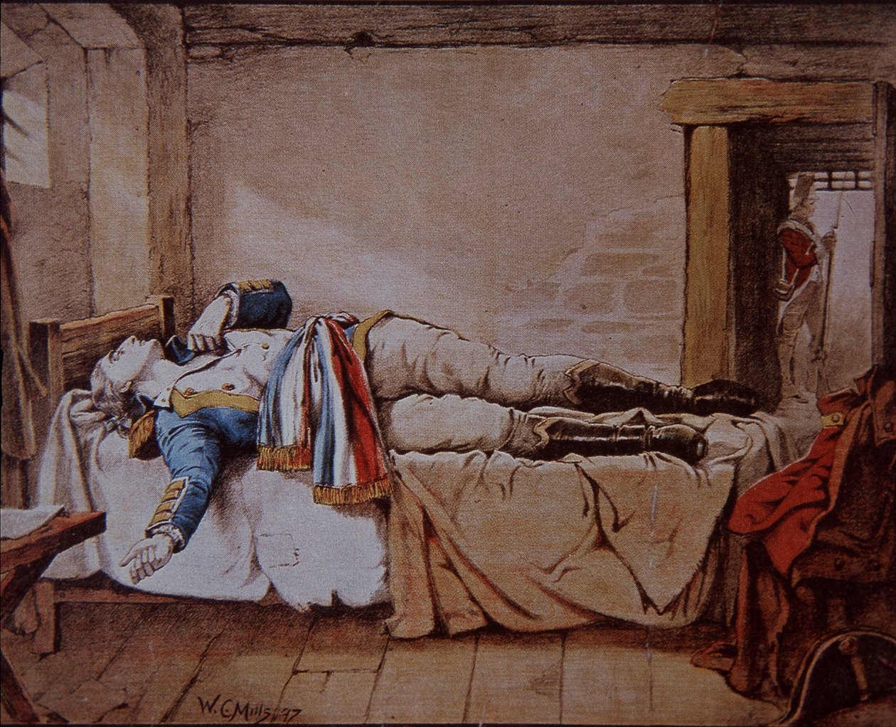 Theobald Wolfe Tone, membro fundador da Sociedade de Irlandeses Unidos, comete suicídio, em vez de ser enforcado pelos britânicos por sua parte em uma projetada invasão francesa da Irlanda em 1798 de Walter Charles Mills