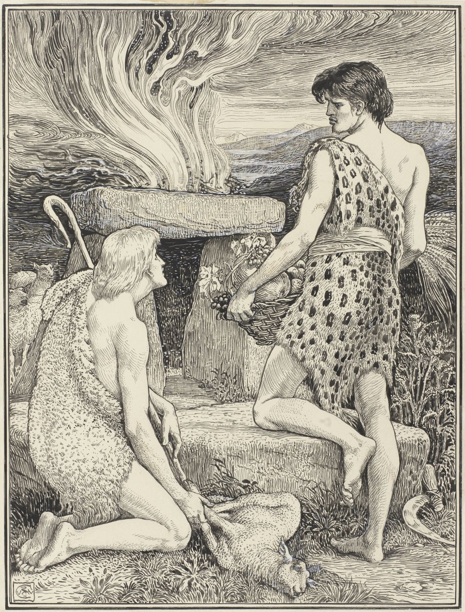 Caim é Abel de Walter Crane (signed by artist)
