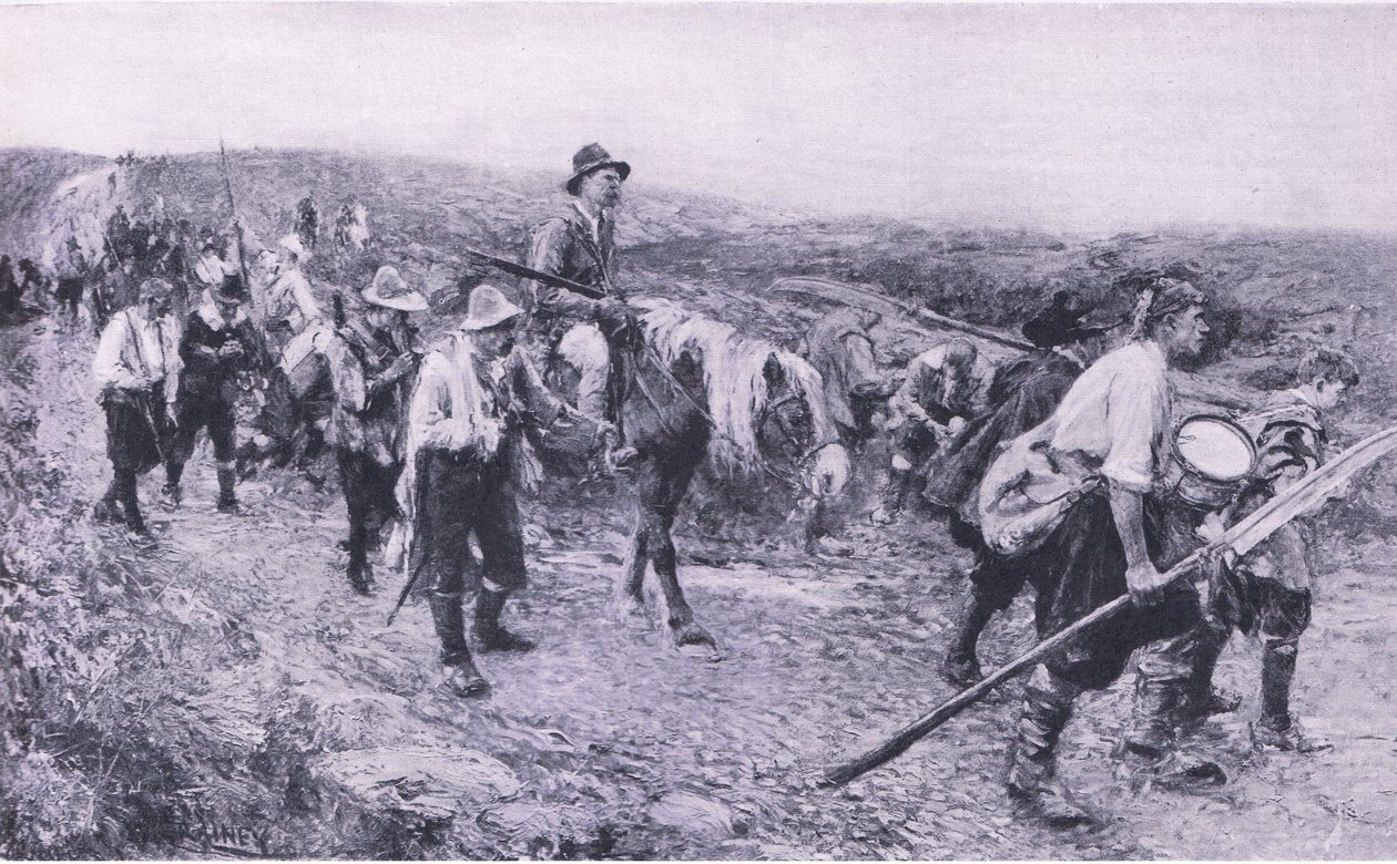 Após Sedgemoor, ilustração das Batalhas Britânicas na Terra e no Mar, 1915 de Walter Crane