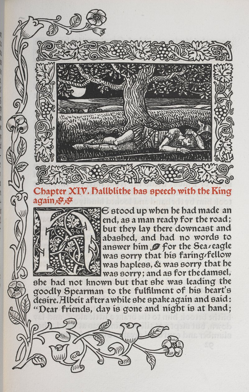 Capítulo XIV. Hallblithe tem novamente um discurso com o Rei.
Figura de um homem a dormir debaixo de uma árvore. de Walter Crane