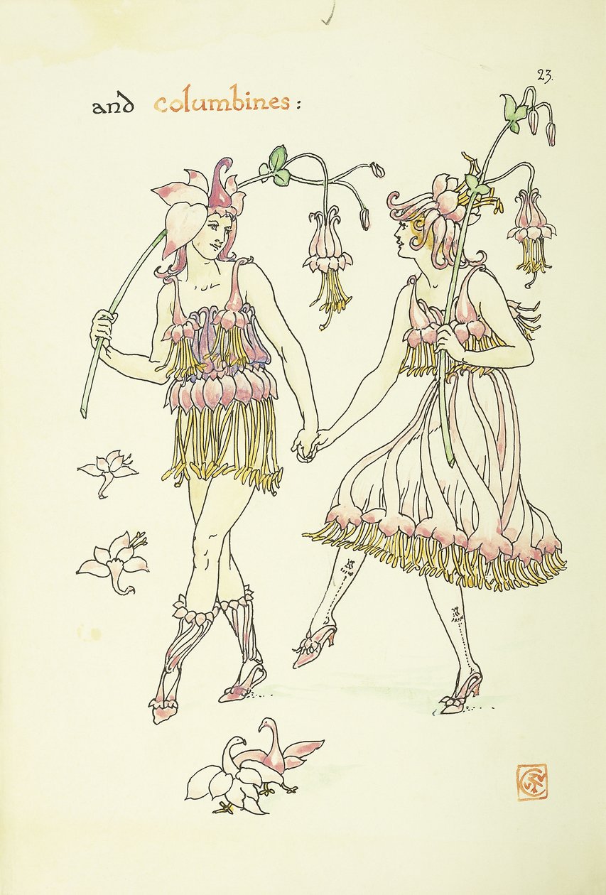 Flores do jardim de Shakespeare: Columbines, 1906 de Walter Crane