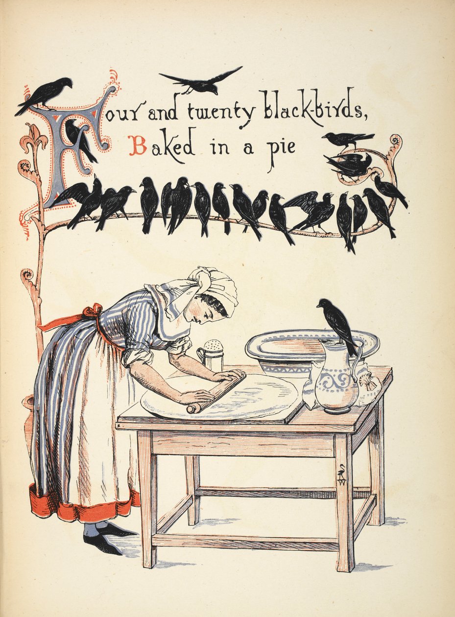 Quatro e vinte melros cozidos numa tarte. de Walter Crane