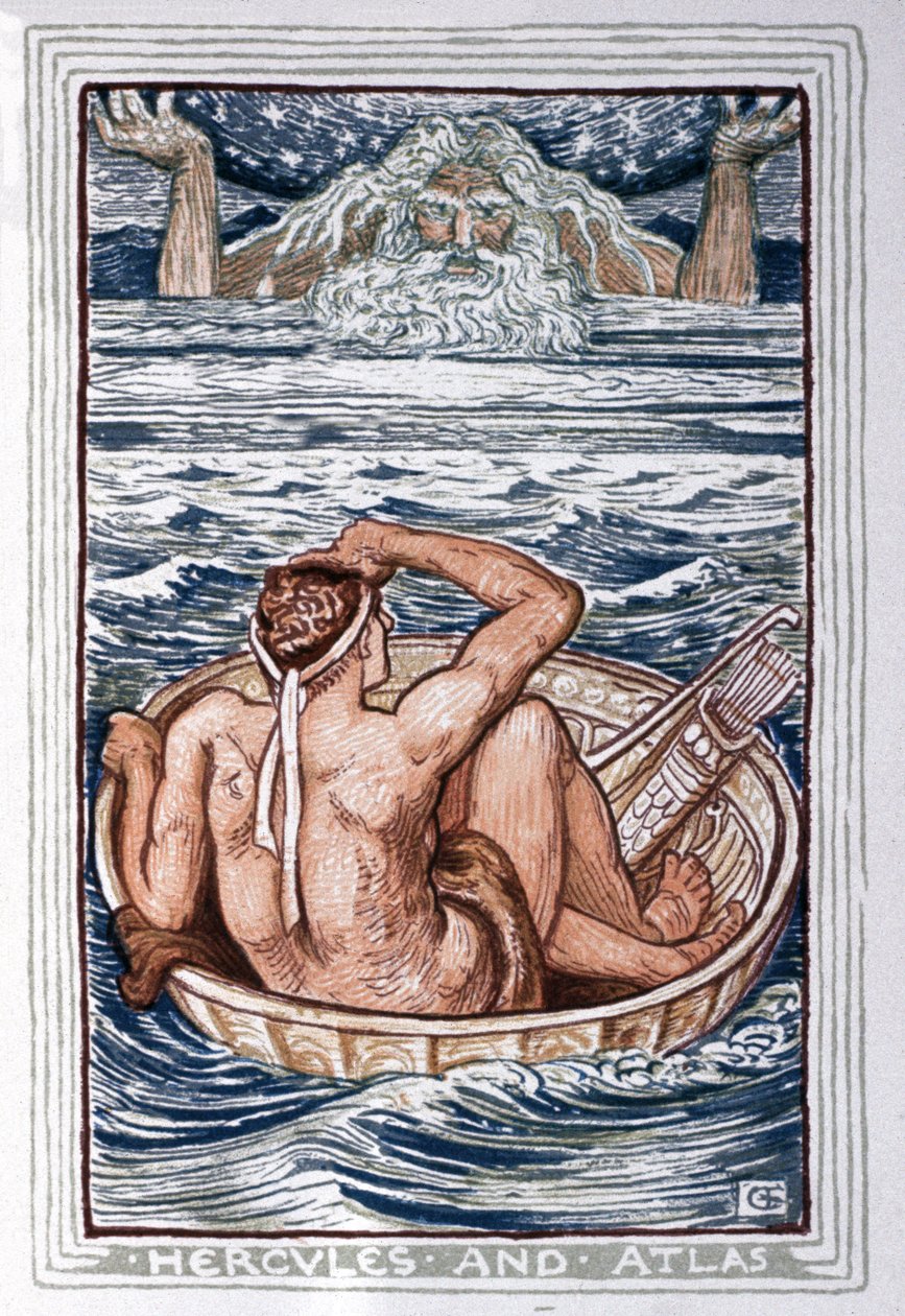 Heracles e Atlas, c.1900 (ilustração) de Walter Crane