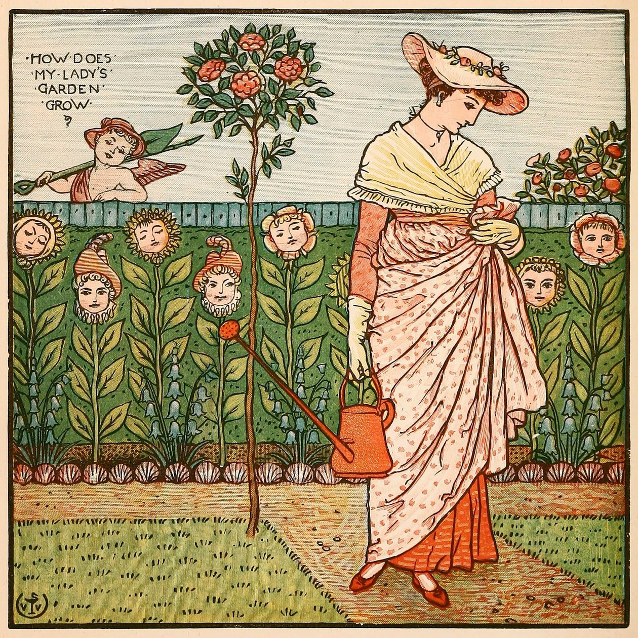 Como cresce o jardim da minha senhora, do livro de pintura de Walter Crane, pub. 1889. de Walter Crane
