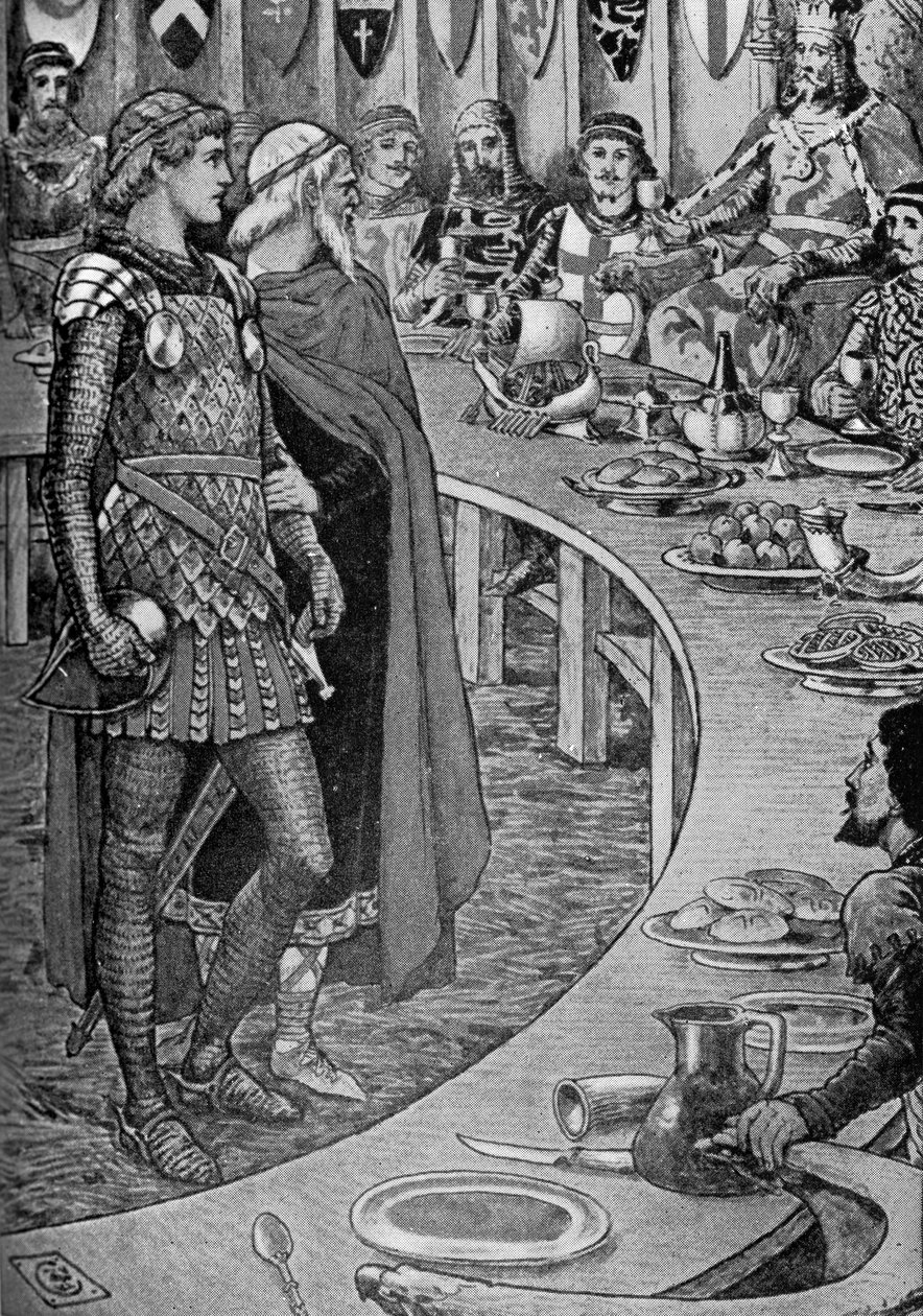 Rei Artur... Um velho apresenta Sir Galahad. de Walter Crane