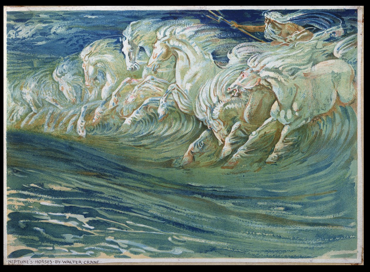 Cavalos de Netuno, ilustração para &39;The Greek Mythological Legend&39;, publicado em Londres, 1910 (ver também 169595) de Walter Crane