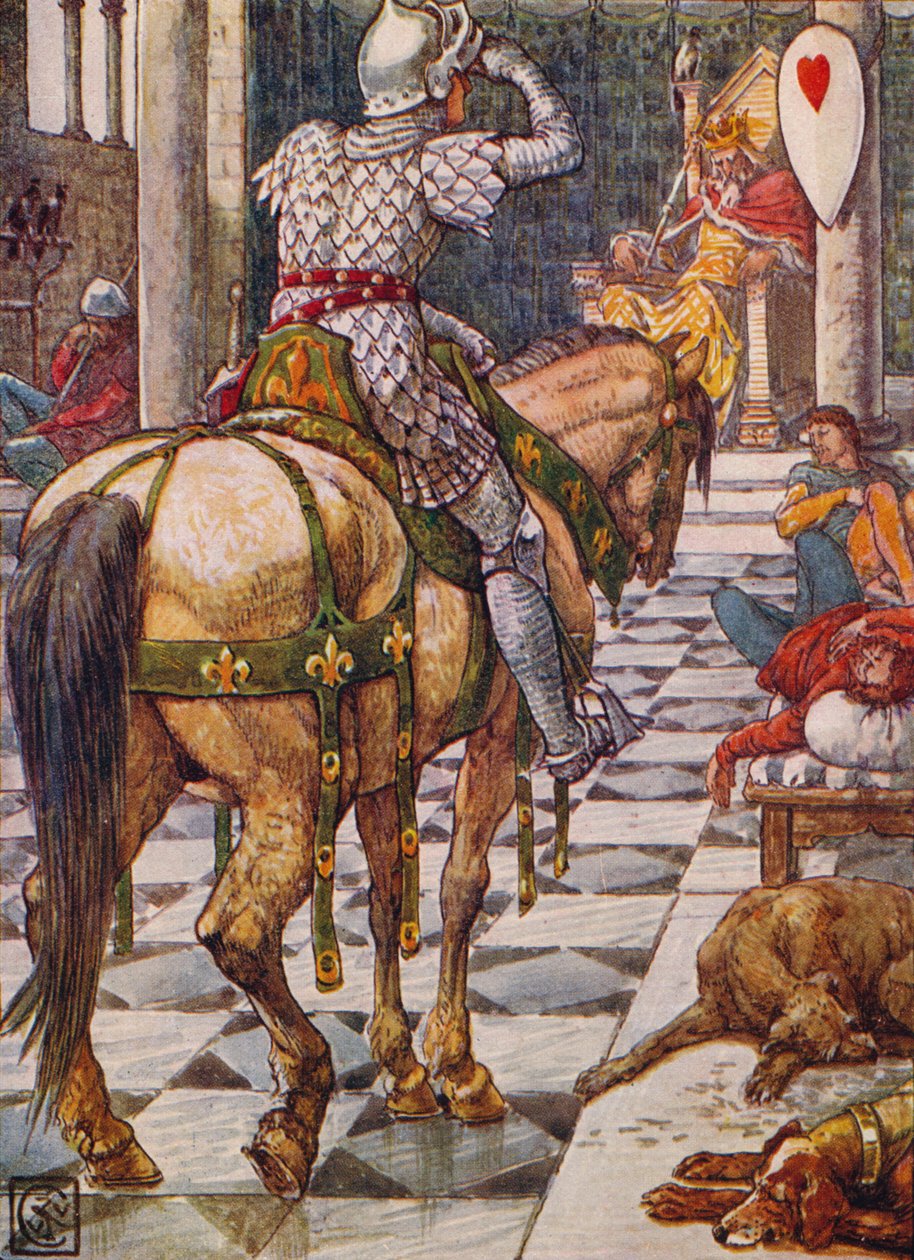 Percival obtém o escudo do coração pulsante, 1911. de Walter Crane