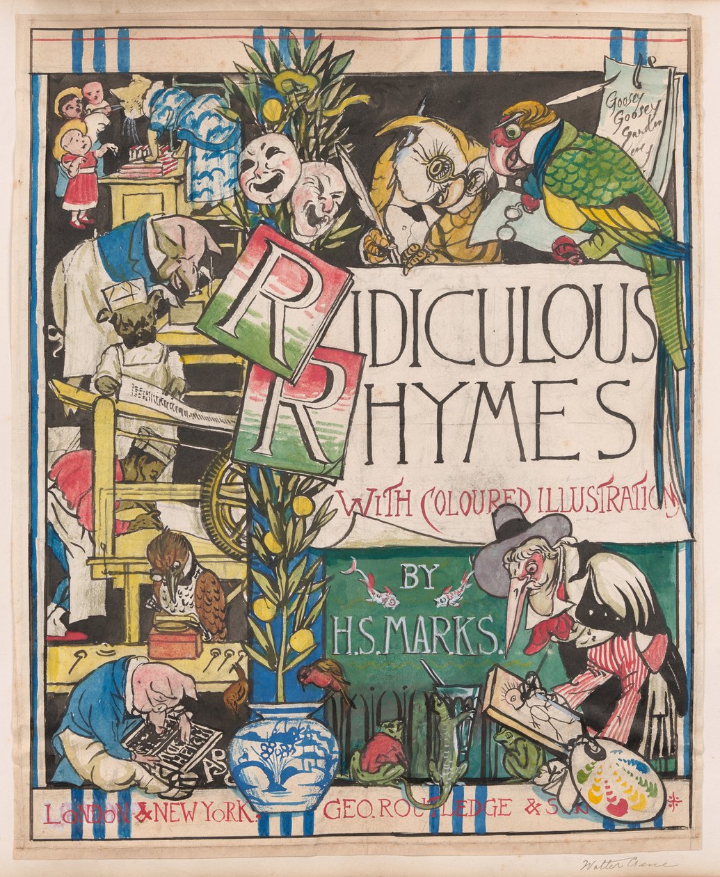 Ridiculous Rhymes, c.1867 (aguarela, tinta, lápis e guache sobre papel) de Walter Crane