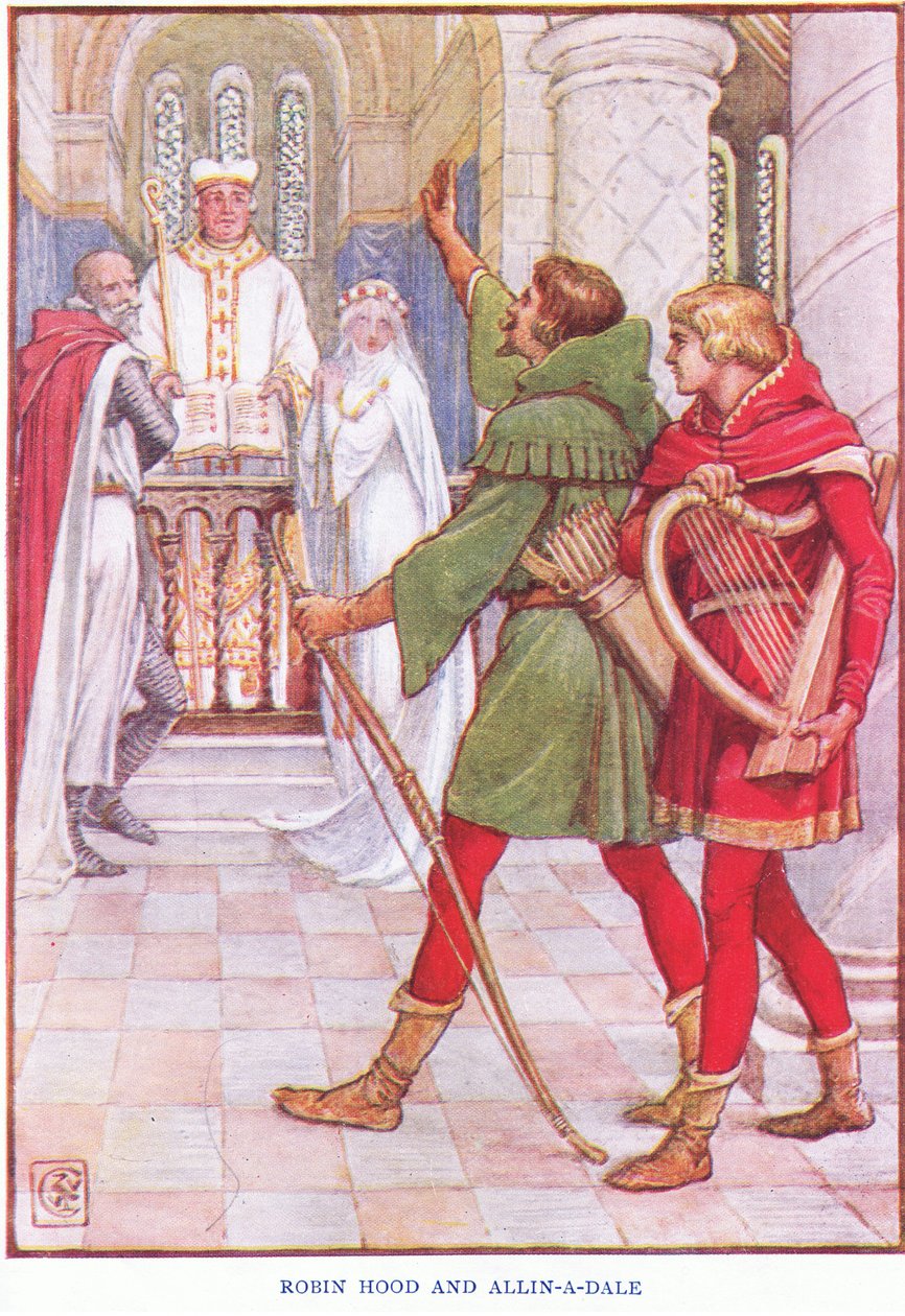Robin Hood e Alan-a-Dale, c.1920 de Walter Crane