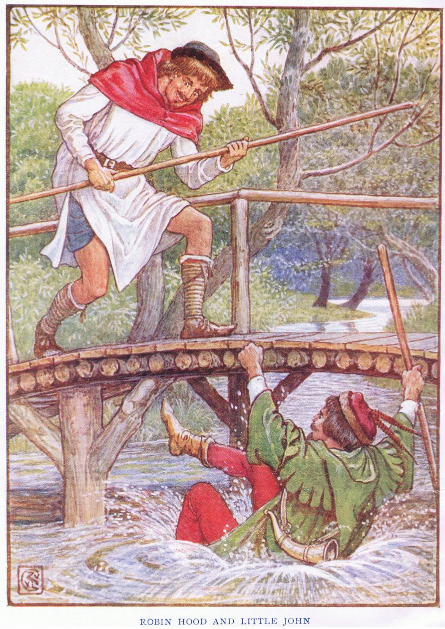 Robin Hood e Little John, c.1920 de Walter Crane