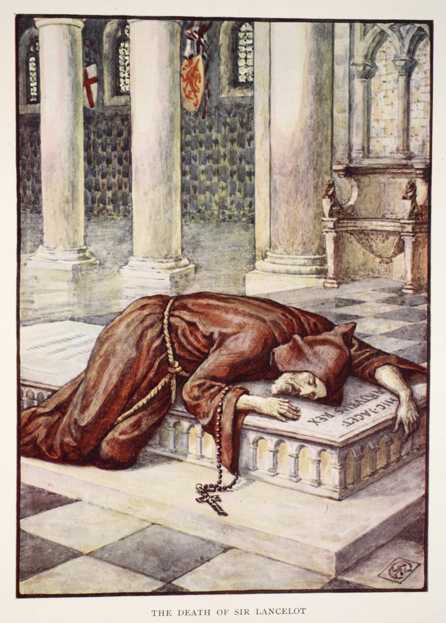 A Morte de Sir Lancelot, de &39;Histórias dos Cavaleiros da Távola Redonda&39; de Henry Gilbert, primeira edição, 1911 de Walter Crane