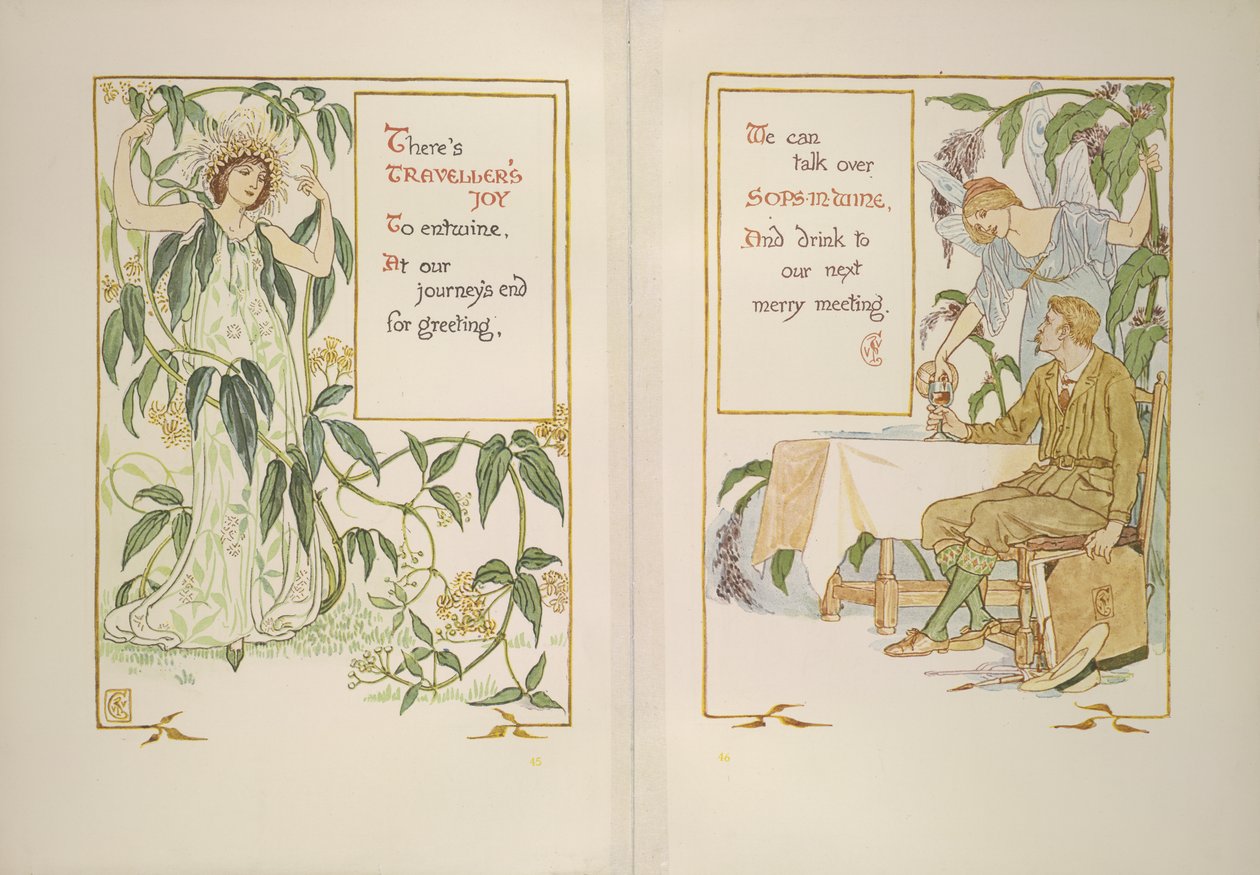 Alegria do viajante e o seu vinho de Walter Crane