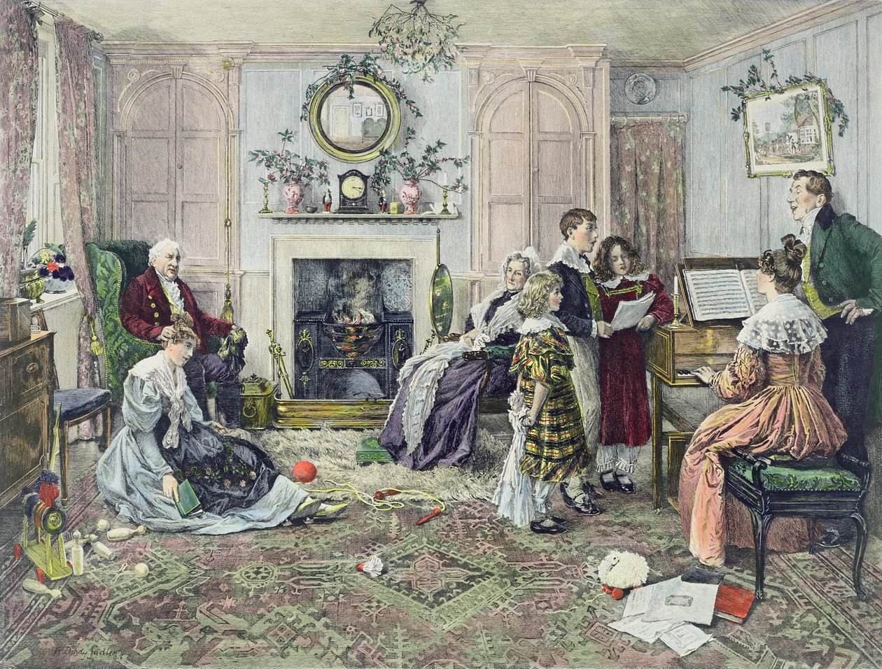 Cânticos de Natal (aquatint de 20833) de Walter Dendy (after) Sadler