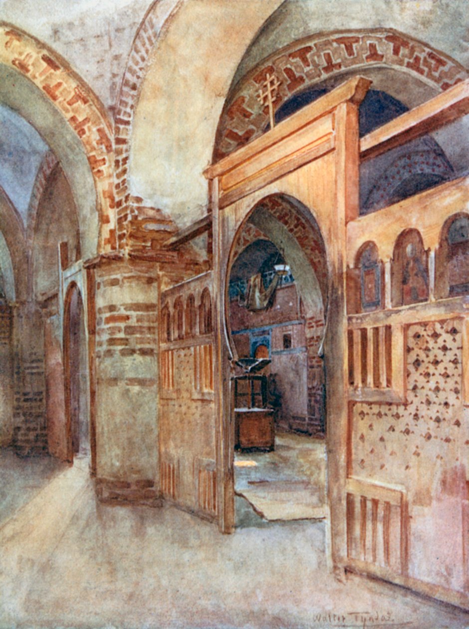 Uma igreja copta perto de Abydos (litografia a cores) de Walter Frederick Roofe Tyndale