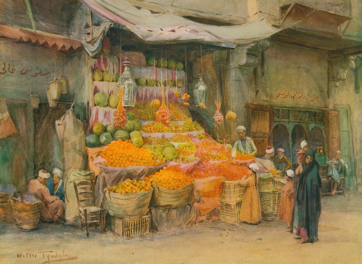 Uma barraca de frutas em Bulak, c1905, 1912 de Walter Frederick Roofe Tyndale