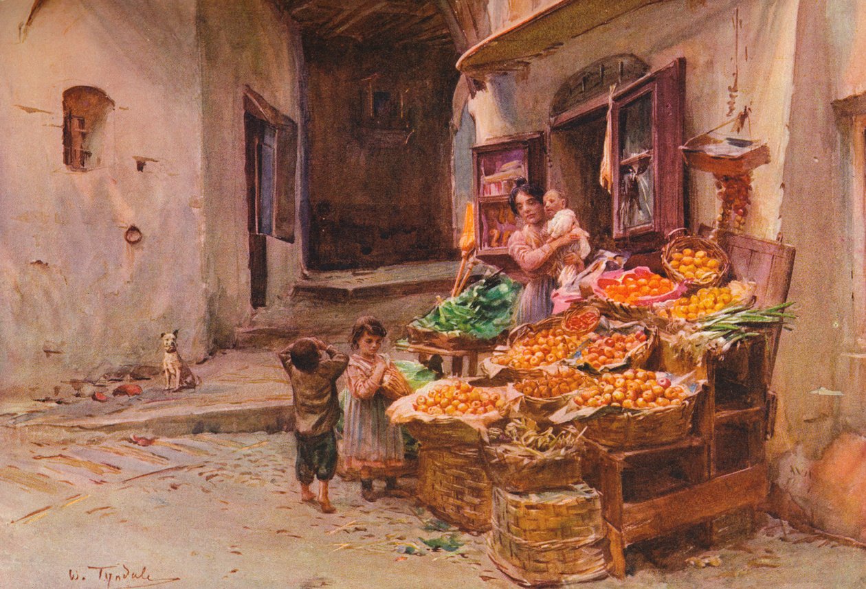 Uma barraca de frutas em San Remo, c1900 1913 de Walter Frederick Roofe Tyndale