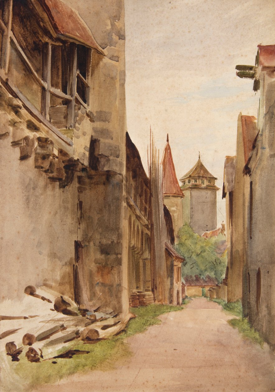 Rua de trás, Rothenburg (aguarela) de Walter Frederick Roofe Tyndale