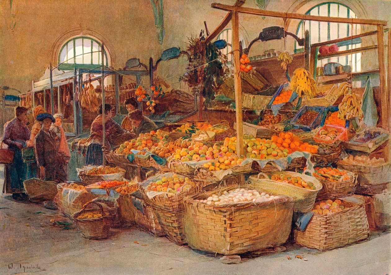 Frutas, Barraca de Frutas, Mentone Market, c1875-1906, 1906 de Walter Frederick Roofe Tyndale