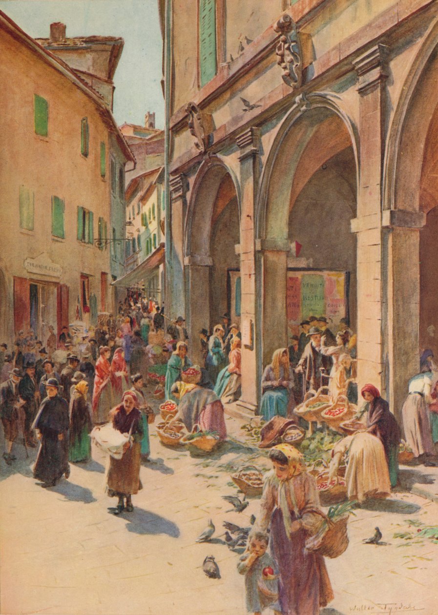 O mercado em Montepulciano, c1900 1913 de Walter Frederick Roofe Tyndale