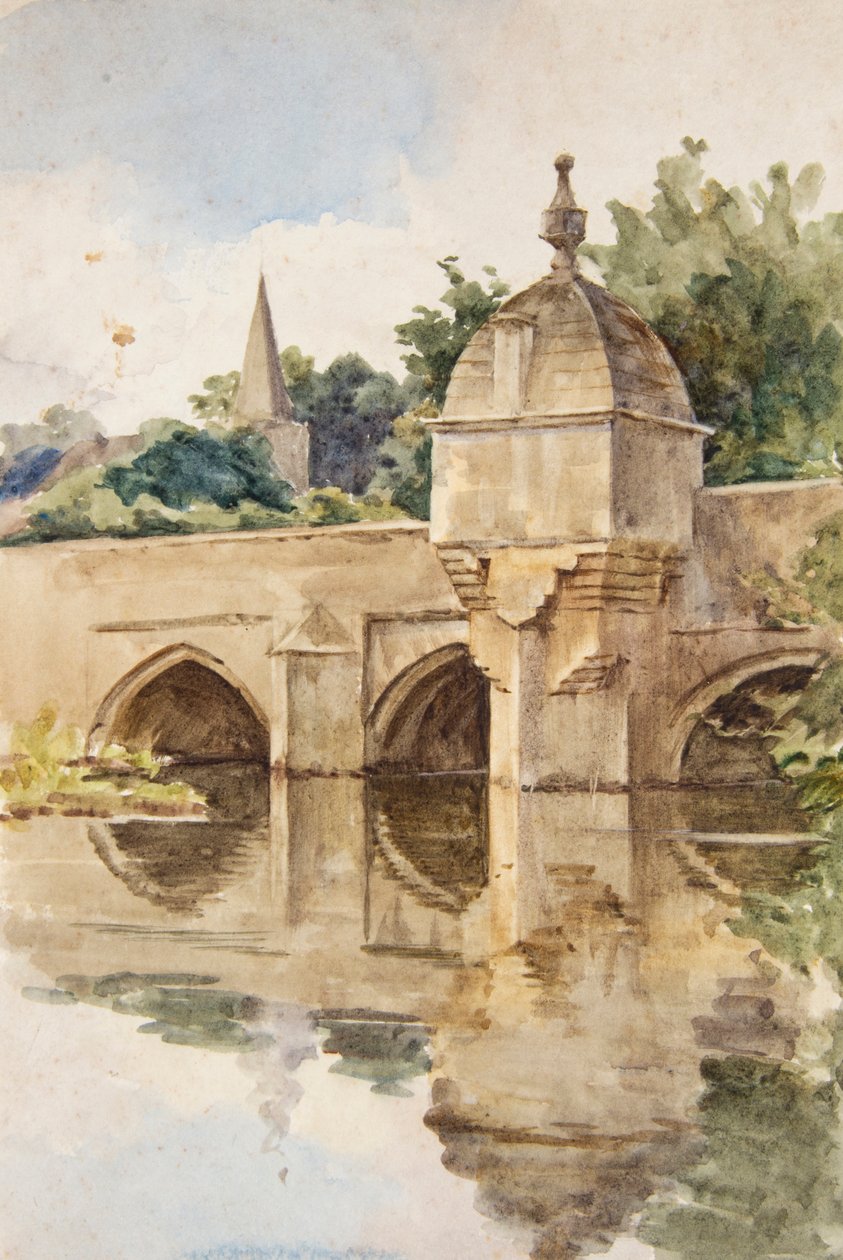 A ponte da cidade, Bradford-on-Avon (aguarela) de Walter Frederick Roofe Tyndale