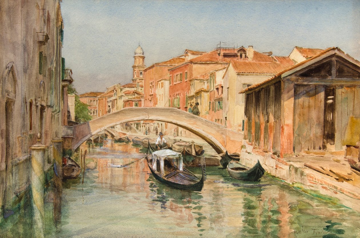 O antigo estaleiro no Rio del Ognissanti, Veneza (aguarela) de Walter Frederick Roofe Tyndale