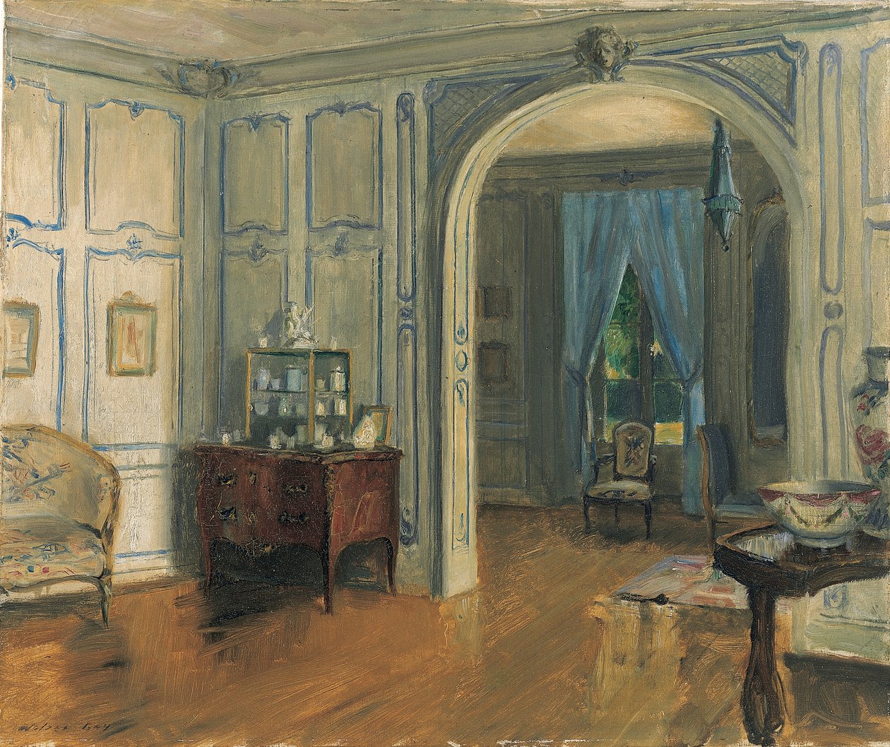 O salão de beleza da Villa Trianon, c.1910 (óleo sobre tela) de Walter Gay