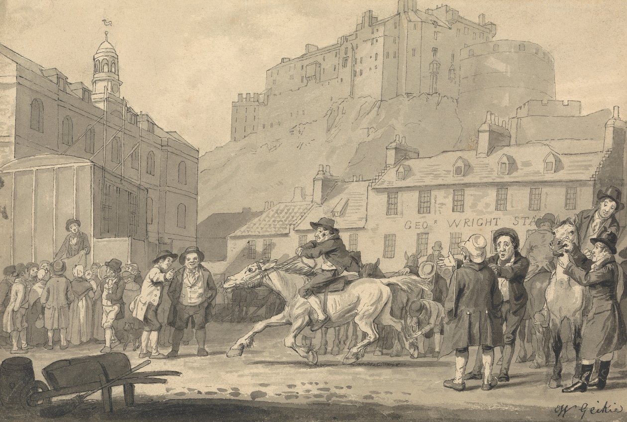Edinburgh Castle and Horse Fair de Walter Geikie