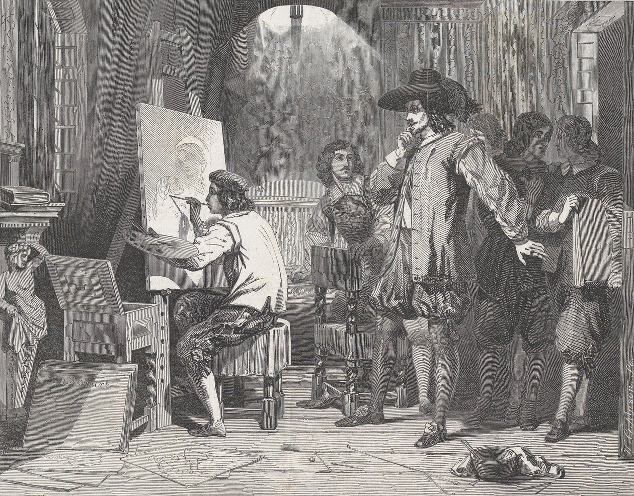 Sebastian Gomez descoberto por seu Mestre, Murillo, At Work, de Illustrated L..., 29 de abril de 1848. de Walter George Mason