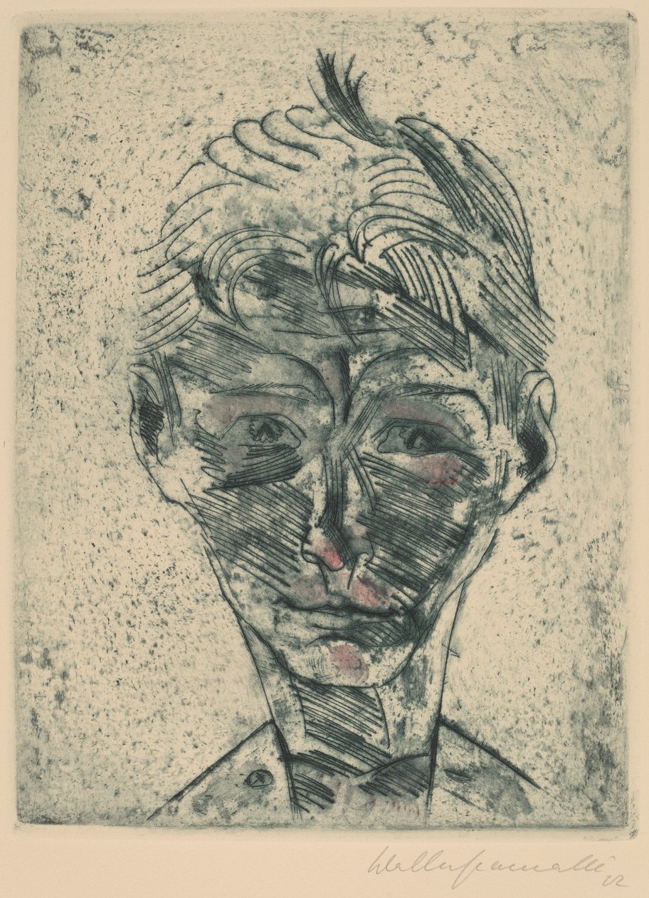 Busto de um Jovem, Cabeça de Auto-retrato do Rapaz, Auto-retrato, 19221923. de Walter Gramatte