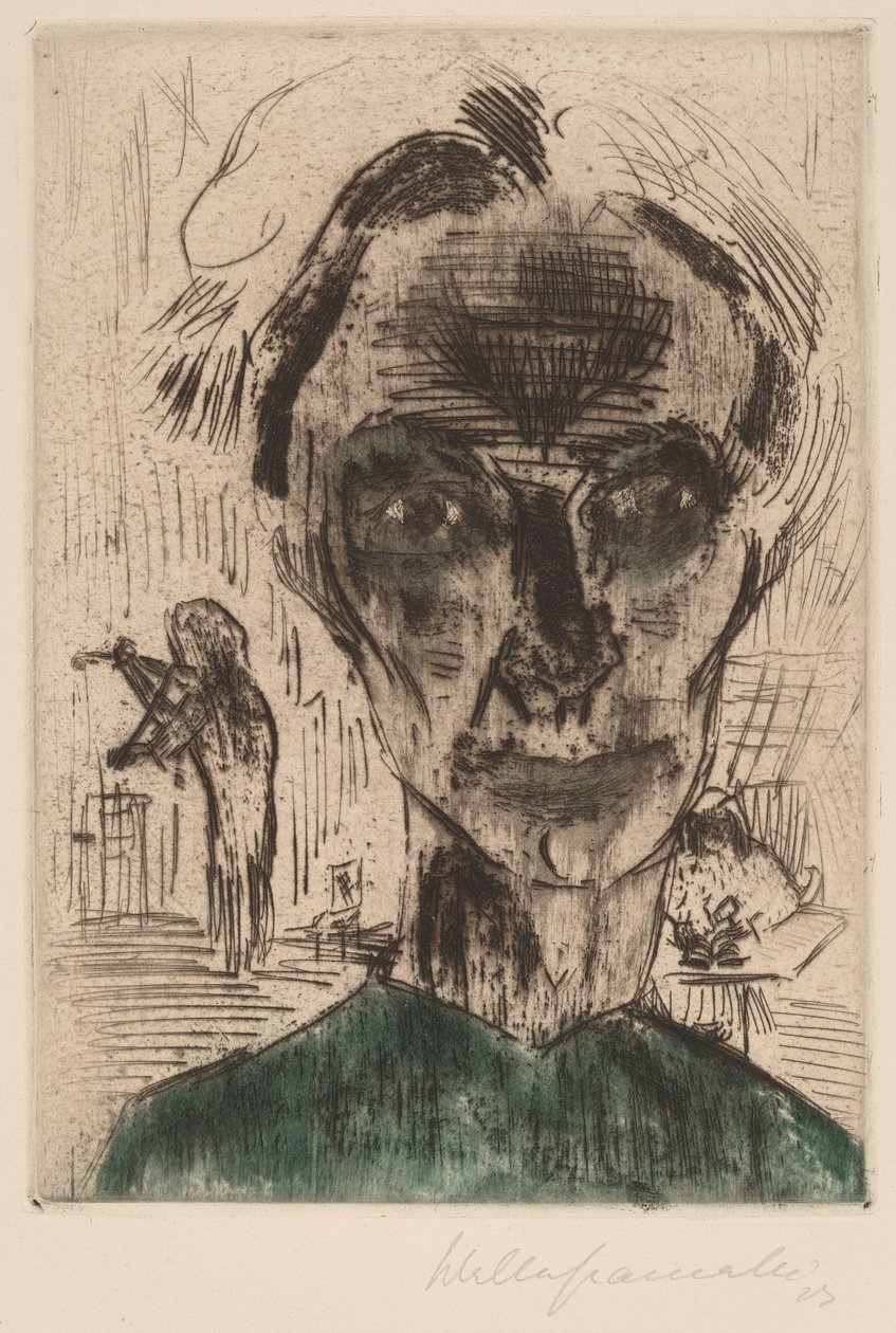 Homem em um quarto, autorretrato de Walter Gramatte