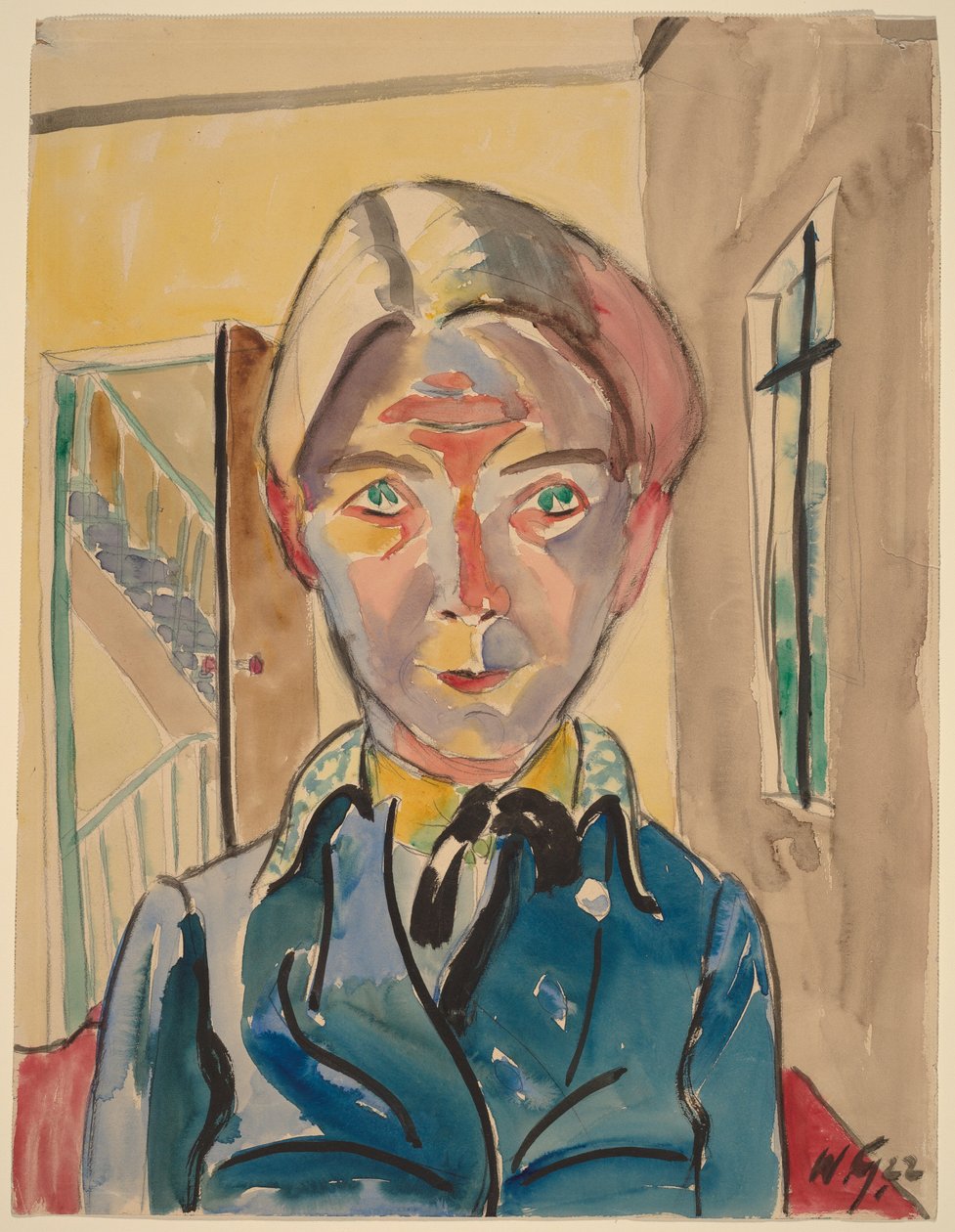 Autorretrato diante de uma escadaria (eu diante de uma escadaria) de Walter Gramatte