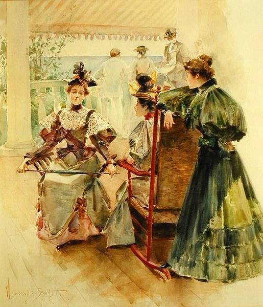 Na Veranda (guache e aguarela sobre papel) de Walter Granville Smith