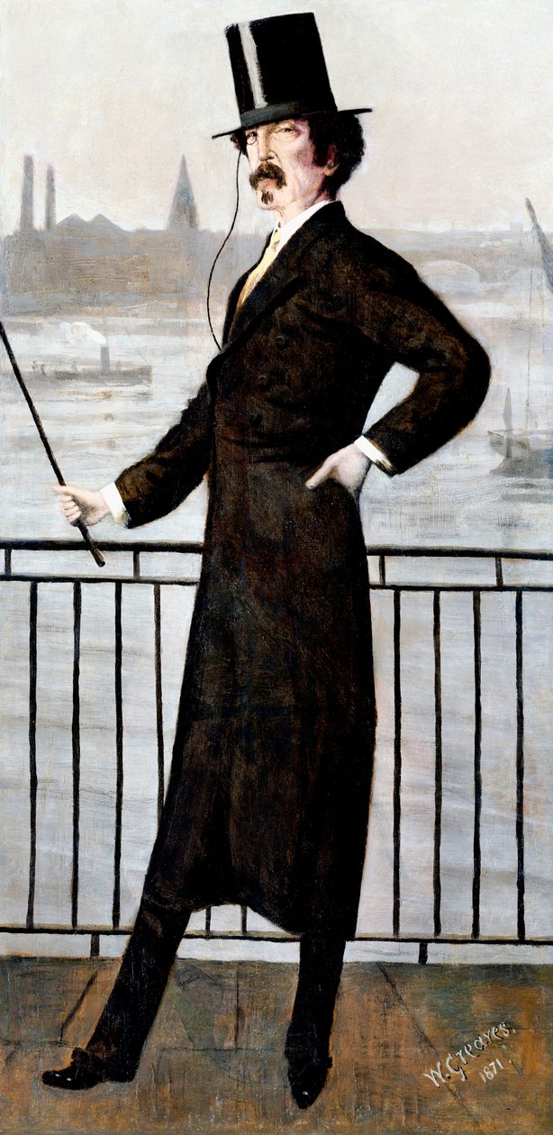 James Abbott McNeill Whistler na caminhada da viúva em sua casa em Lindsey Row, Chelsea, 1871 de Walter Greaves