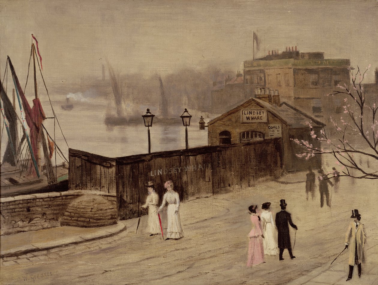 Lindsey Wharf (óleo sobre tela) de Walter Greaves