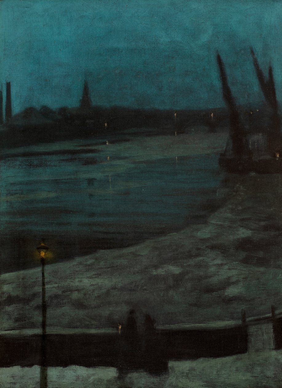 Noturno, Battersea Reach (óleo sobre tela) de Walter Greaves