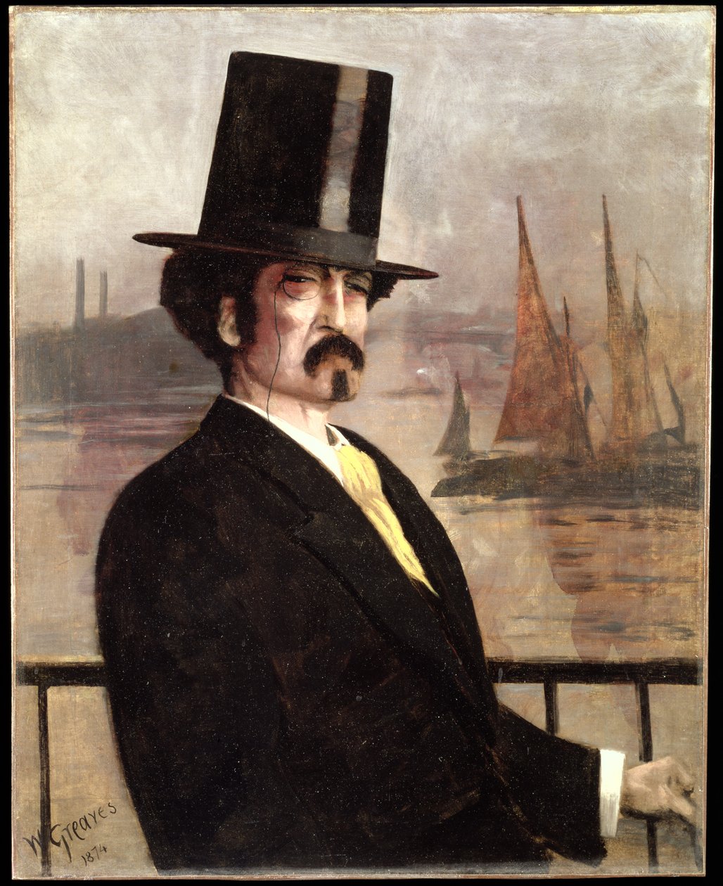 Retrato de Whistler no Tamisa de Walter Greaves