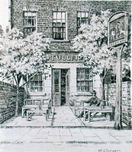 The Green Man, Beaufort Street, Chelsea (tinta sobre papel) de Walter Greaves