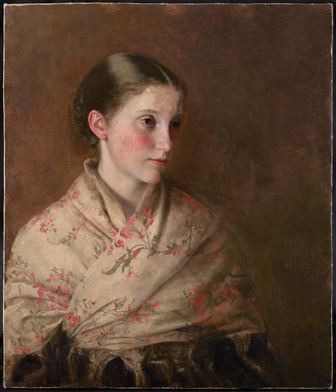 Uma rapariga com um xaile (óleo sobre tela) de Walter Henry Truscott