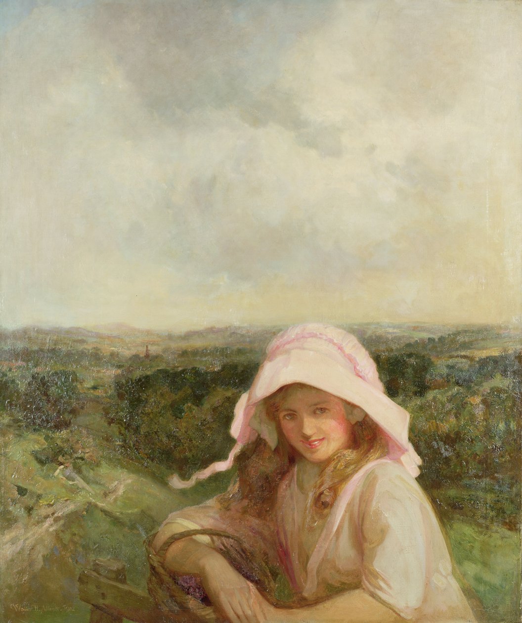 Garota em uma paisagem de Walter Herbert Allcott
