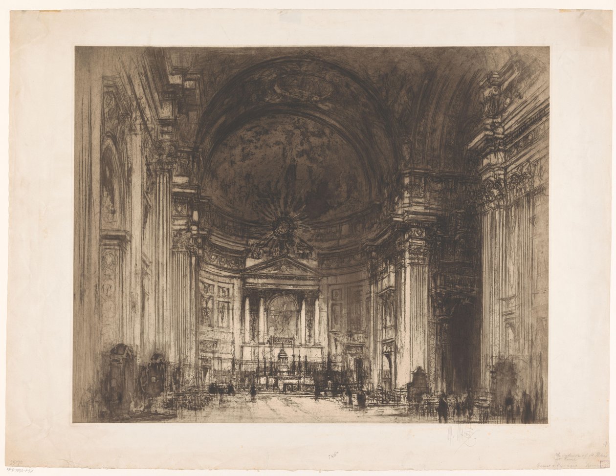 Vista do interior do Santissimo Nome di Gesù em Roma de Walter Hilton Nash (signed by artist)