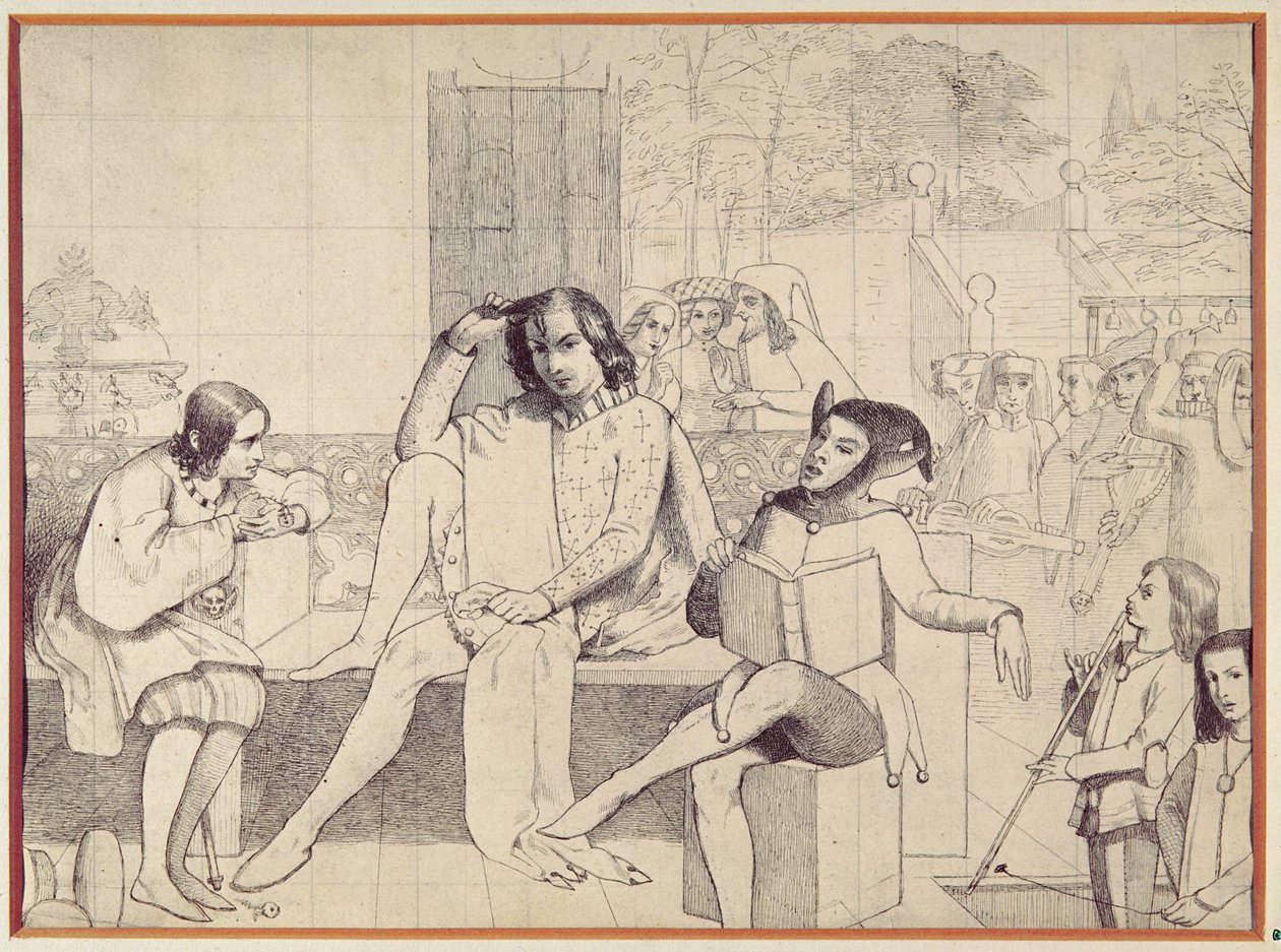 Décima segunda noite, c.1850 (desenho a caneta) de Walter Howell Deverell