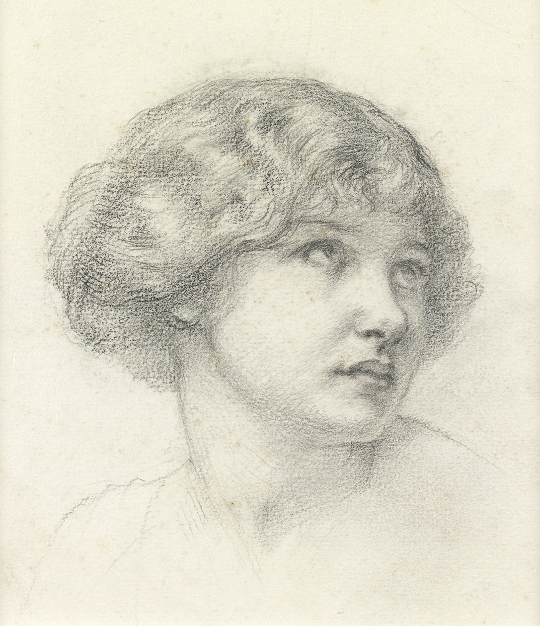 Cabeça de menina (lápis no papel) de Walter John (attr. to) Knewstub