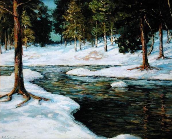 Uma Paisagem de Inverno (óleo sobre tela) de Walter Koeniger