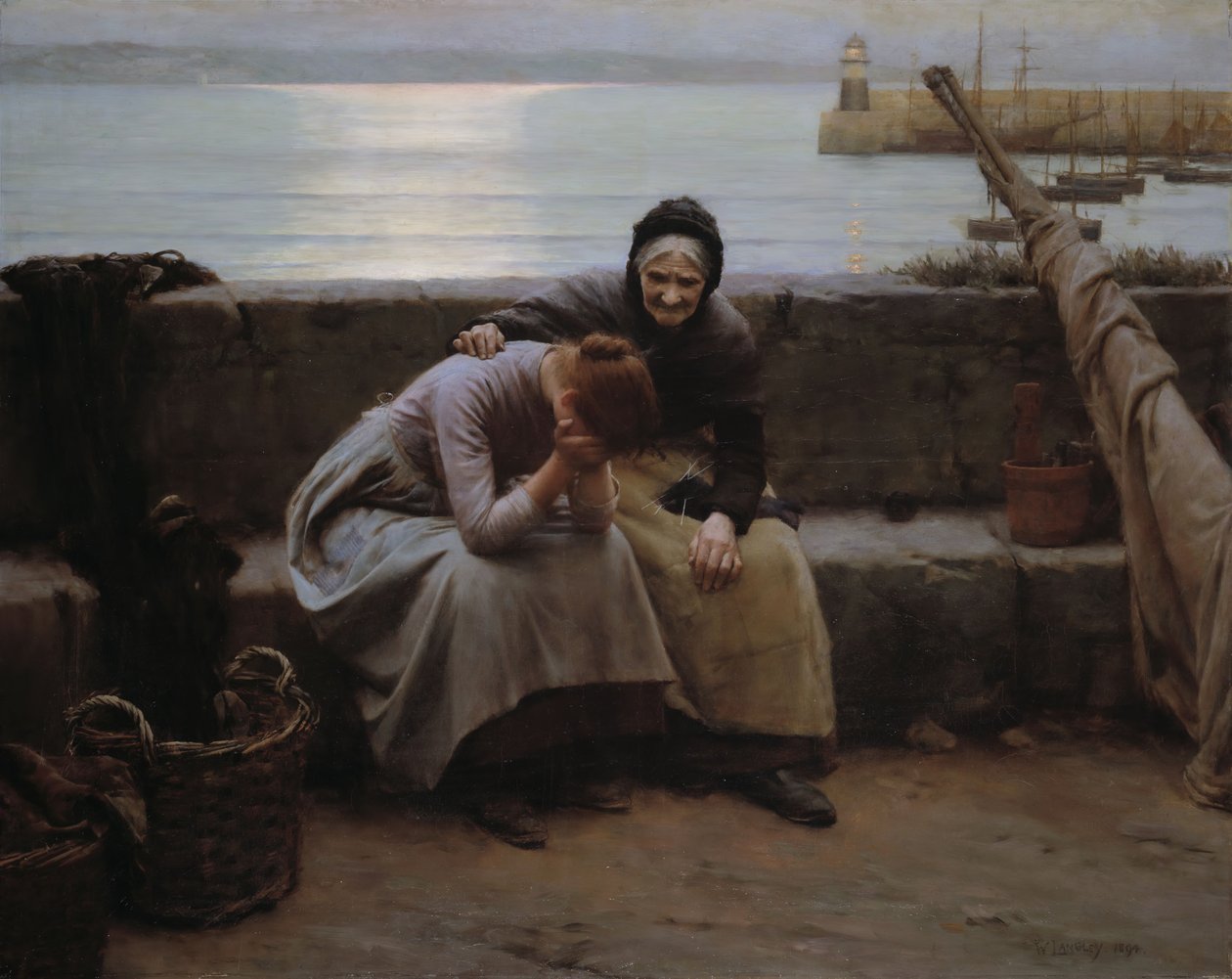 Nunca a Manhã se passou à noite, mas algum coração partiu, 1894. de Walter Langley