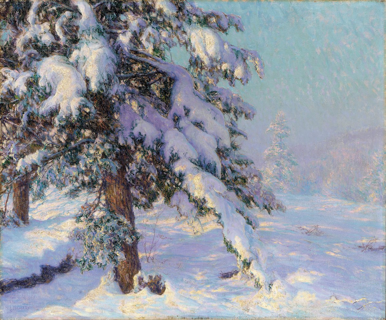 Carregado de neve (óleo sobre tela) de Walter Launt Palmer