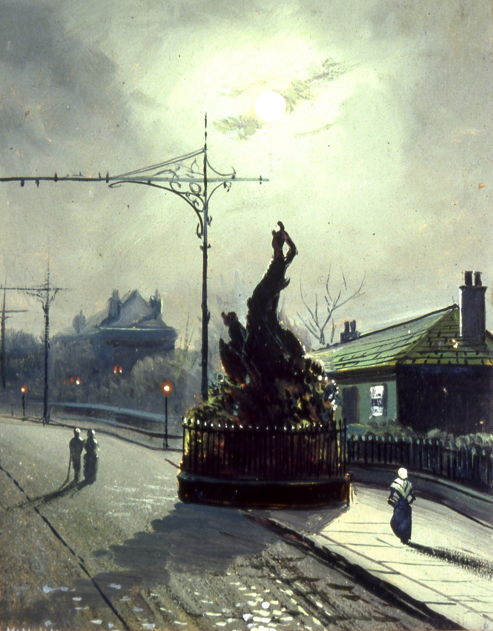 O Carvalho Original à Noite, em Headingley (óleo a bordo) de Walter Linsley (attr. to) Meegan
